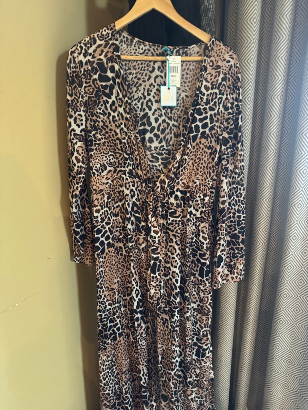 Letarte Leopard Print Womens Swim Coverup in Brown and Black